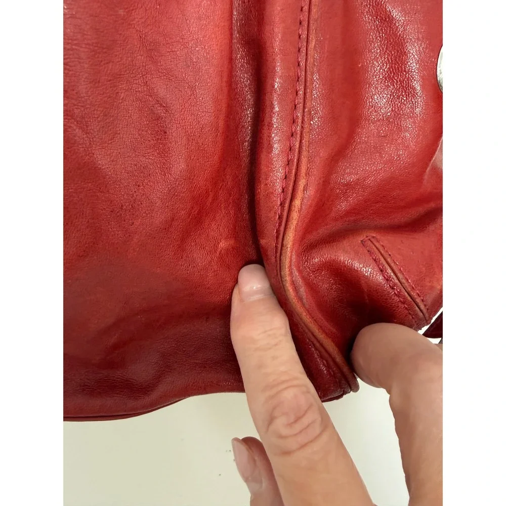 Y2K VTG Cole Haan 90s Rust Burnt Orange Leather Hobo Shoulder Bag Purse Tassles